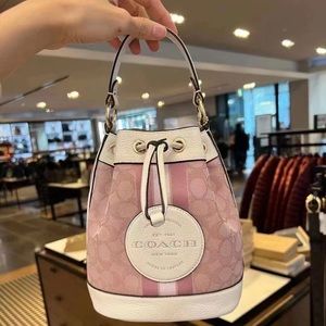 Coach Dempsey Bucket Bag 19 In Signature Jacquard With Coach Patch And H…